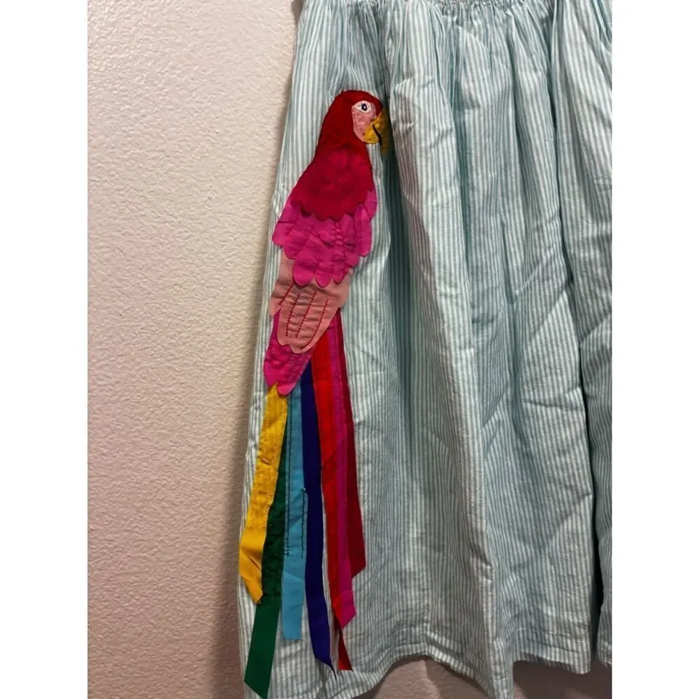 Mini Boden Light Blue Parrot Applique Sundress